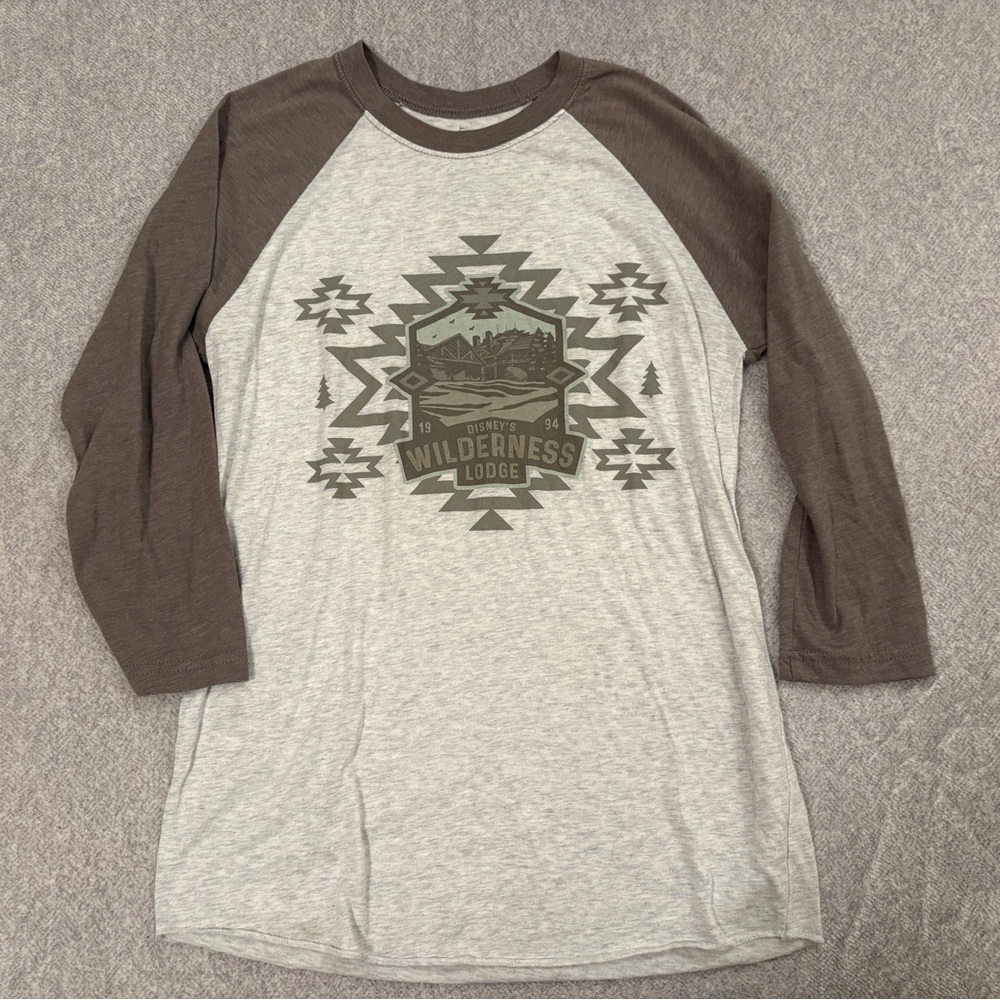 Disney Long Sleeve Raglan Tee - Heather Gray Body with Brown Sleeves
